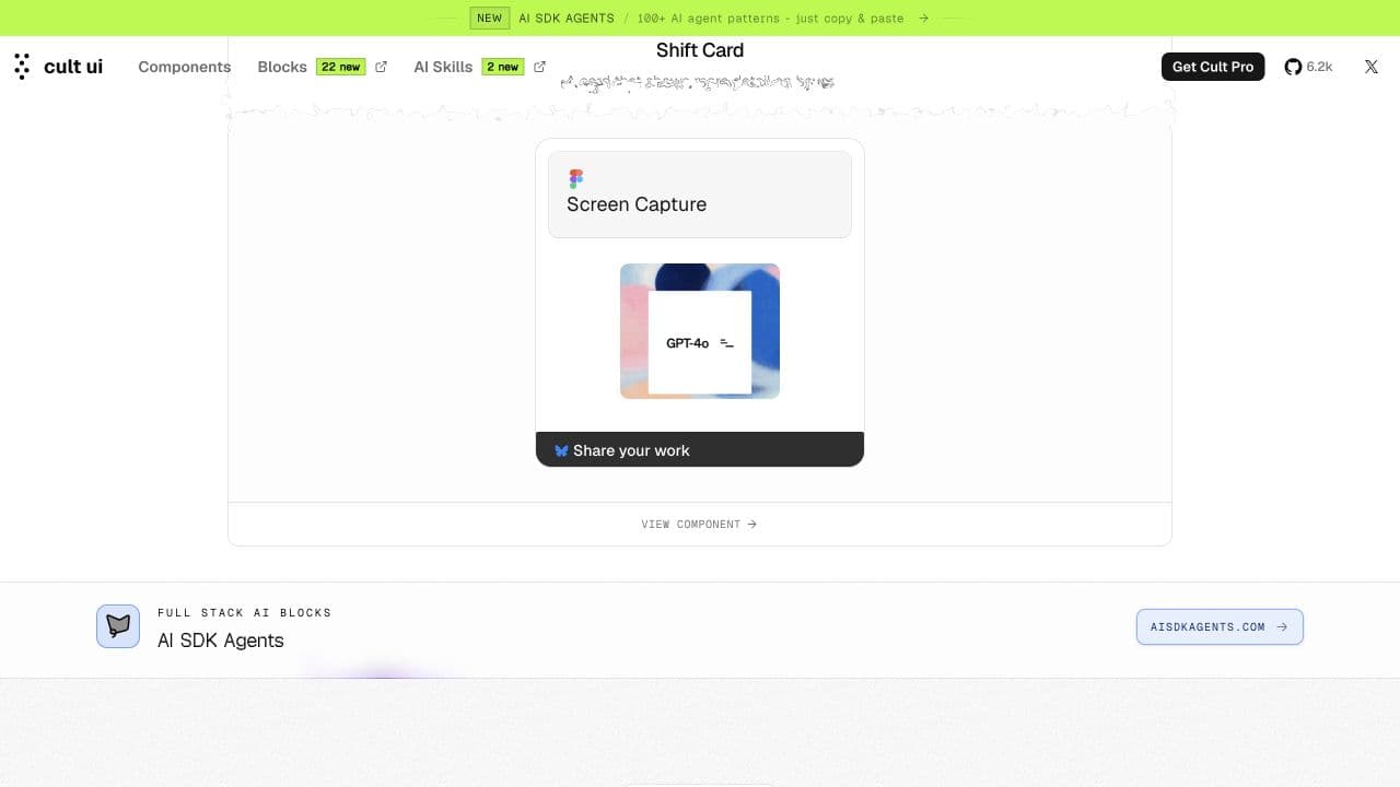 Shift Card: карточка с раскрытием деталей