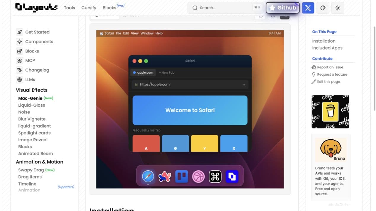 Mac Genie: окна и док с анимацией